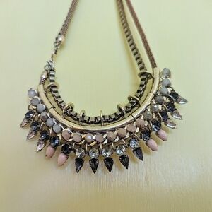 Express Statement Necklace with Pink and Smoky Crystal Accents